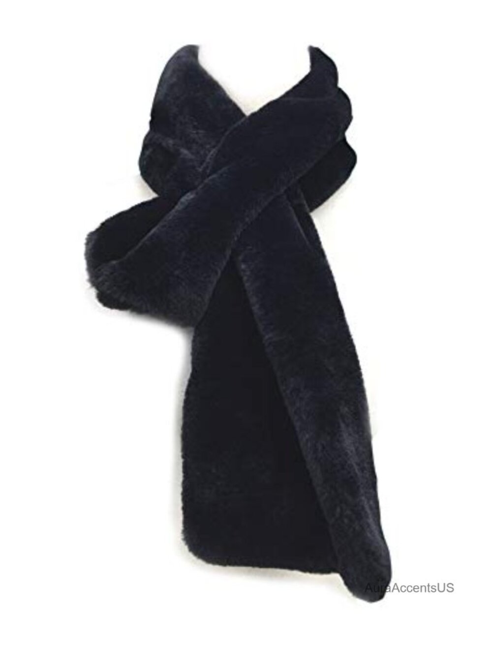 Faux Fur Wrap Around Loophole Scarf Warm Soft Long Rectangle Winter